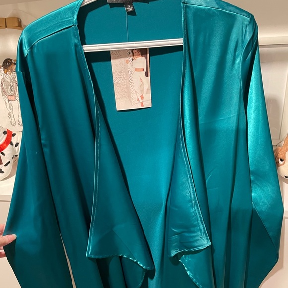 naked wardrobe Tops - Naked wardrobe aqua satin robe - new with tags